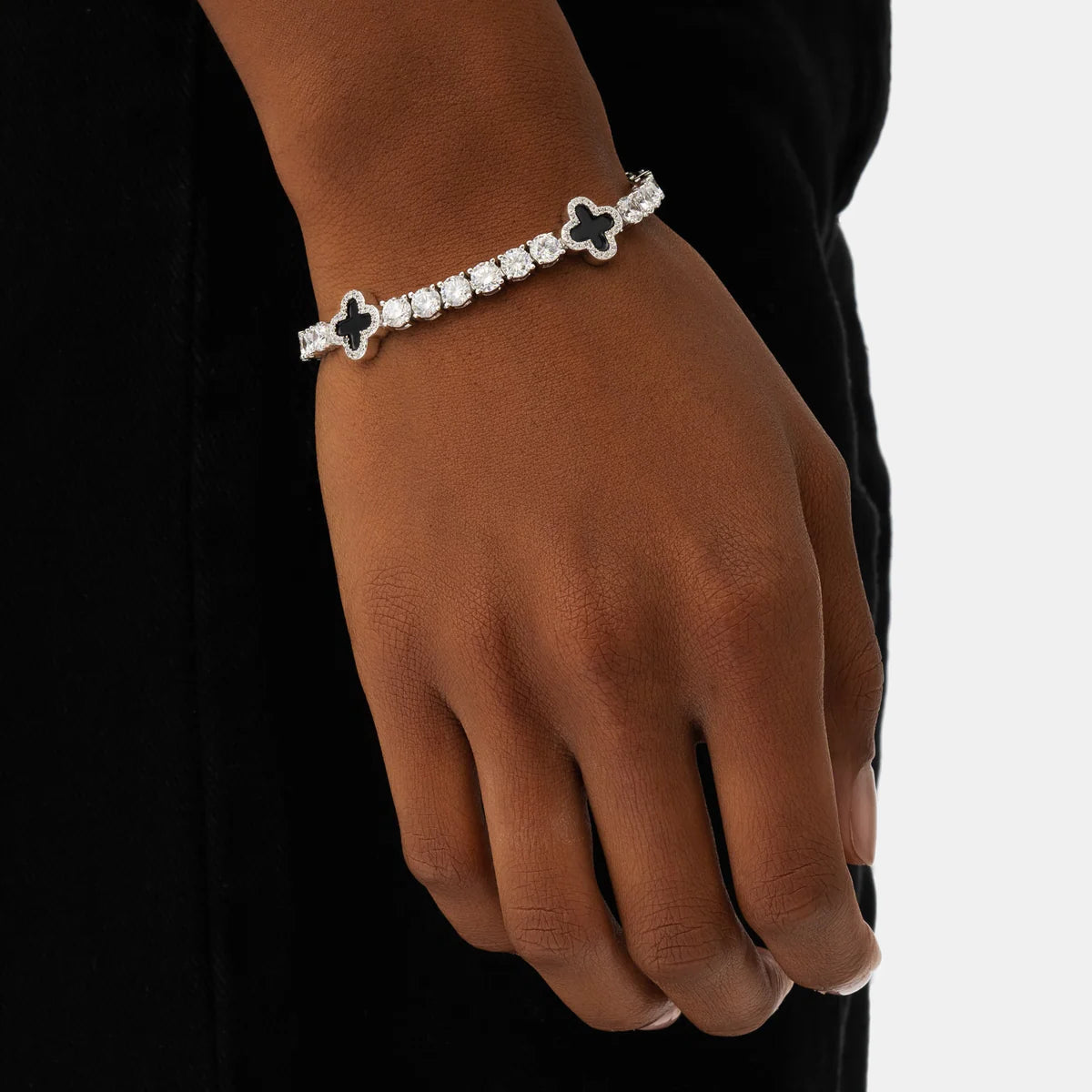 Iced Clover Bracelet 4mm - Silver