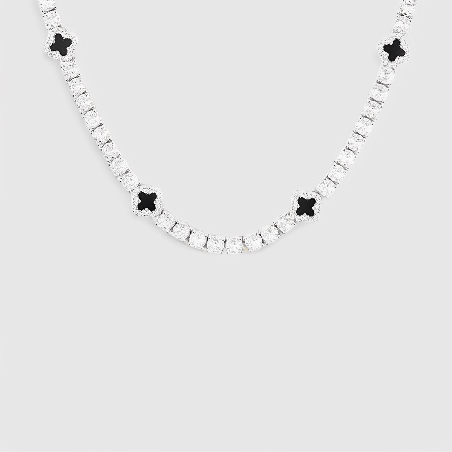 Iced Clover Chain 4mm - Silver