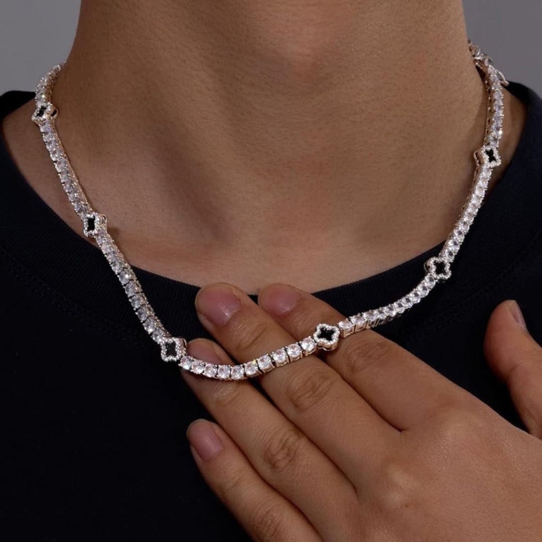 Iced Clover Chain 4mm - Silver
