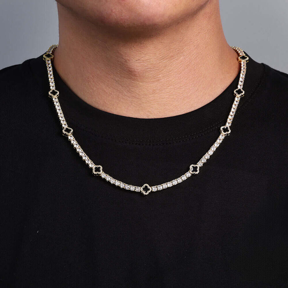 Iced Clover Chain 4mm - Gold