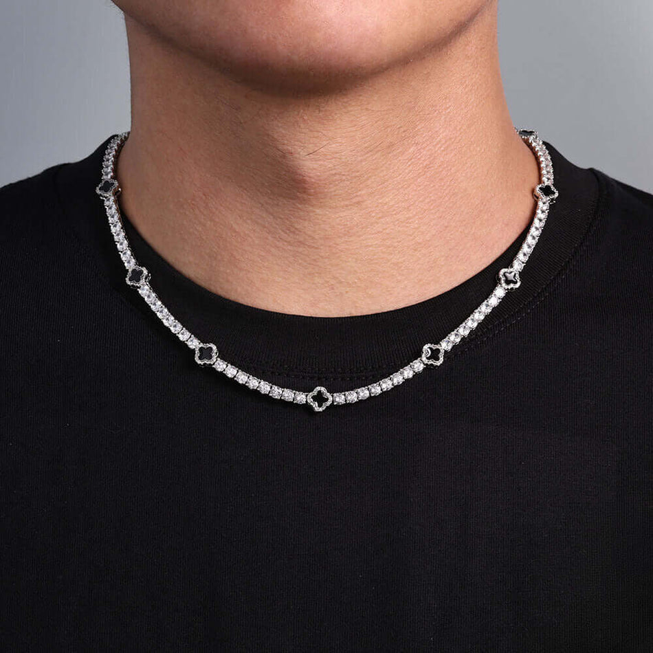 Iced Clover Chain 4mm - Silver