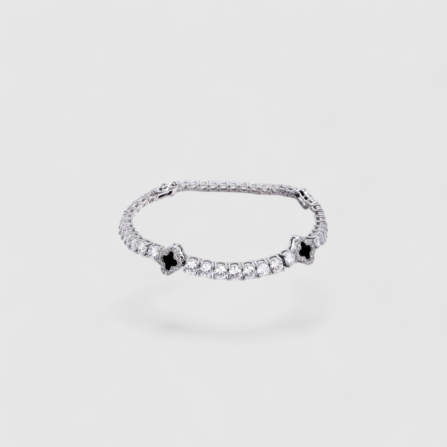 Iced Clover Bracelet 4mm - Silver