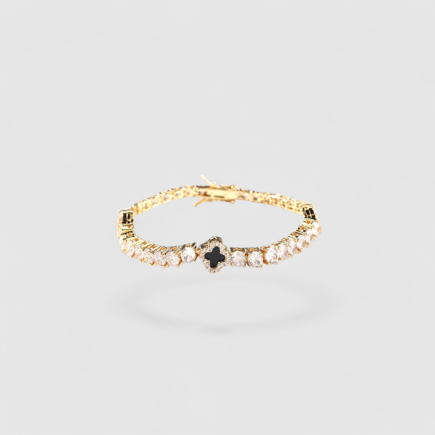 Iced Clover Bracelet 4mm - Gold