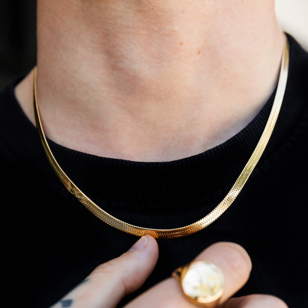 Flat Snake Ketting - Goud
