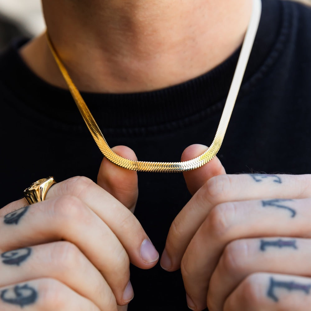 Flat Snake Ketting - Goud