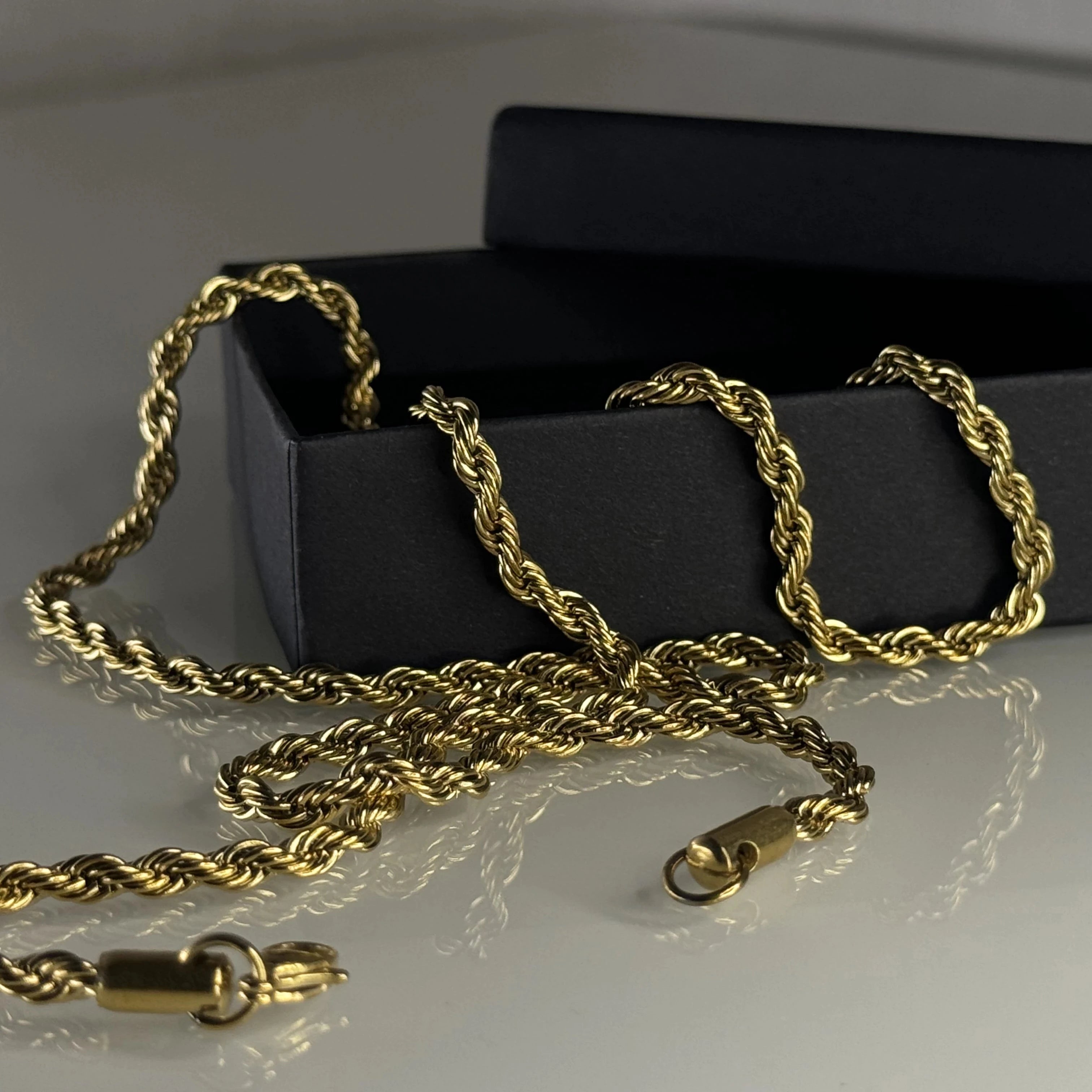 Rope Ketting 4mm - Goud