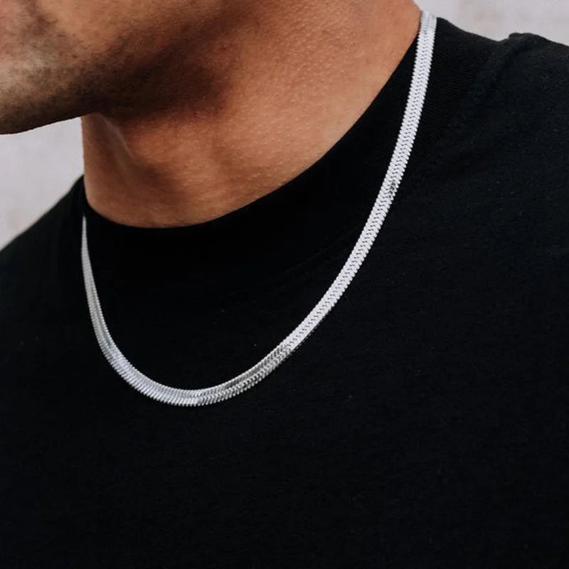 Flat Snake Ketting - Zilver