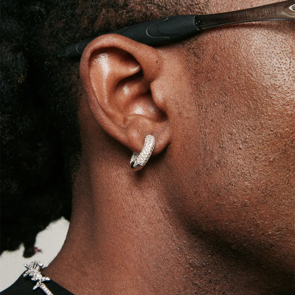 Full Iced Earring - Silver
