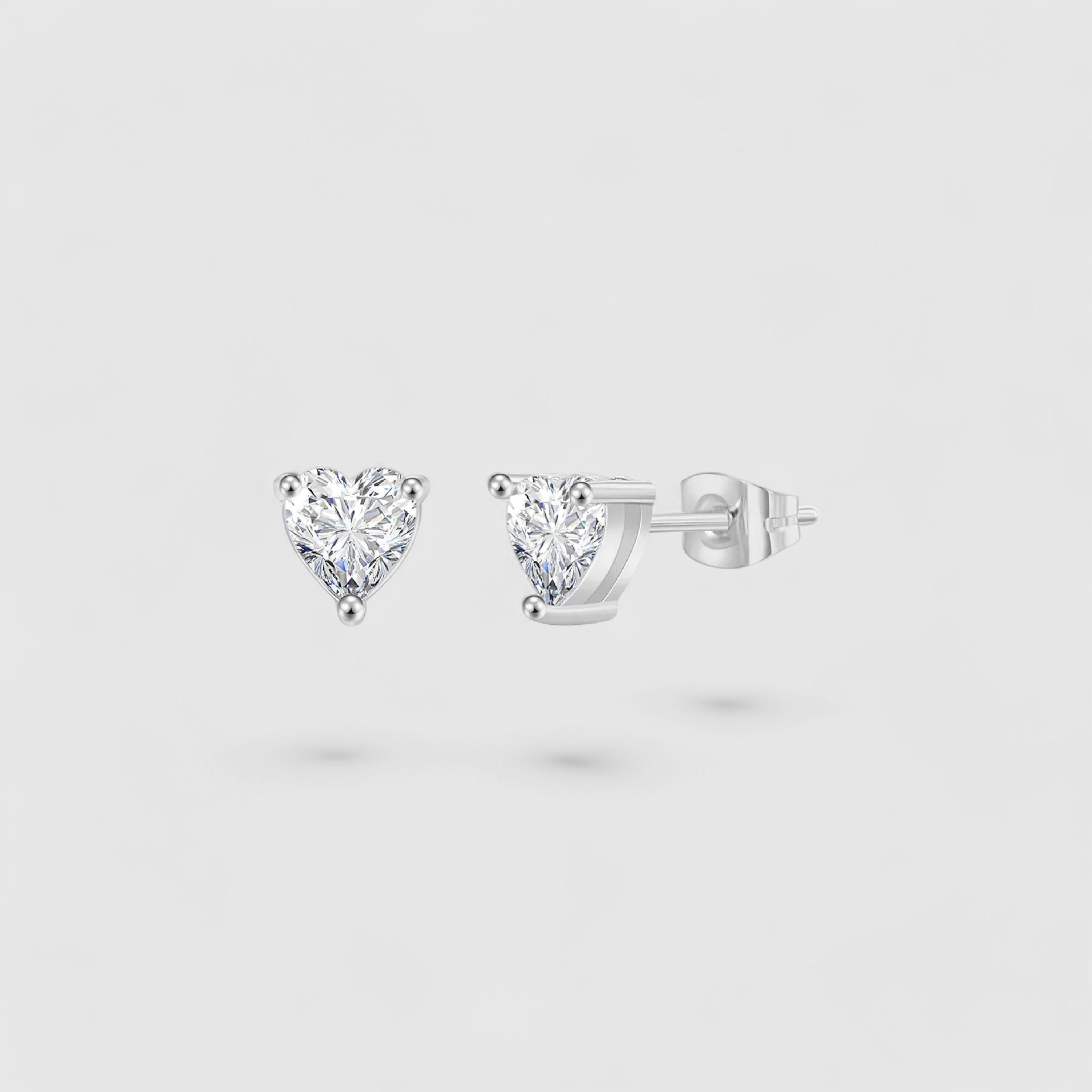 Heart Stud 3 pin - Silver