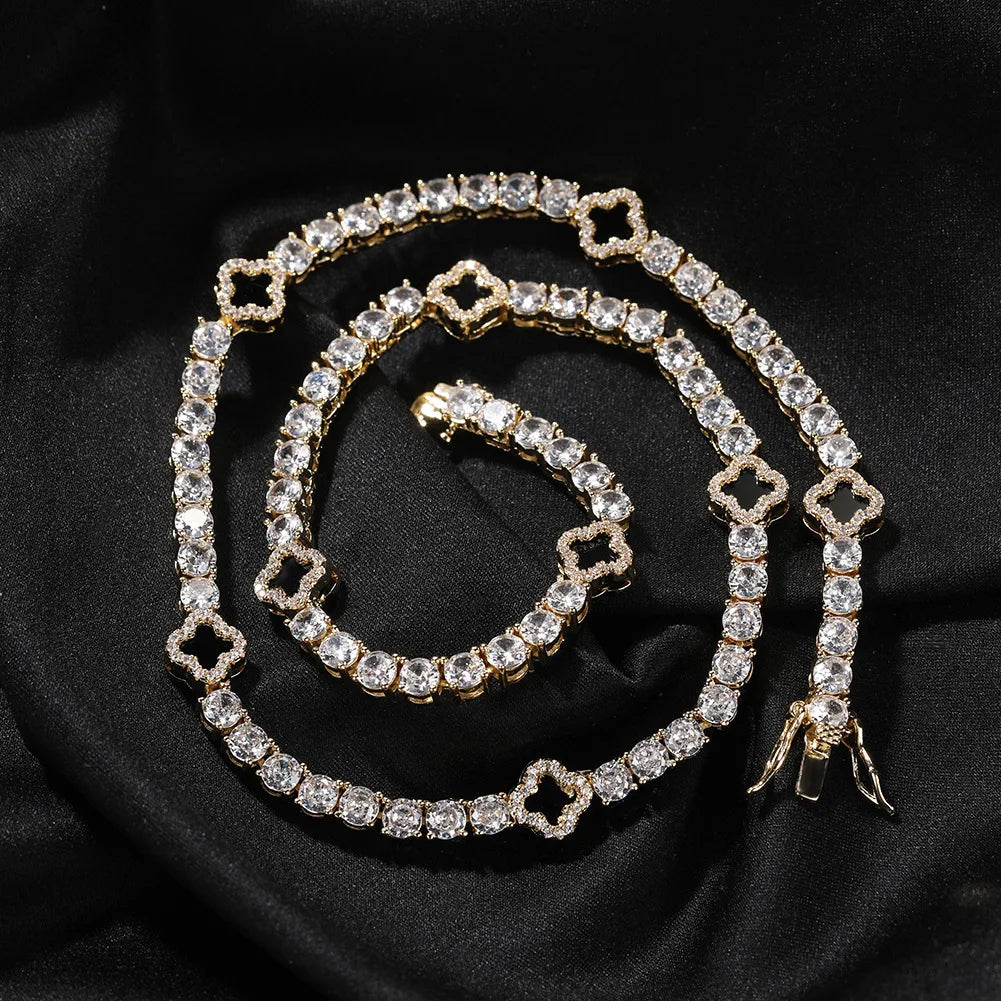 Iced Clover Chain 4mm - Gold
