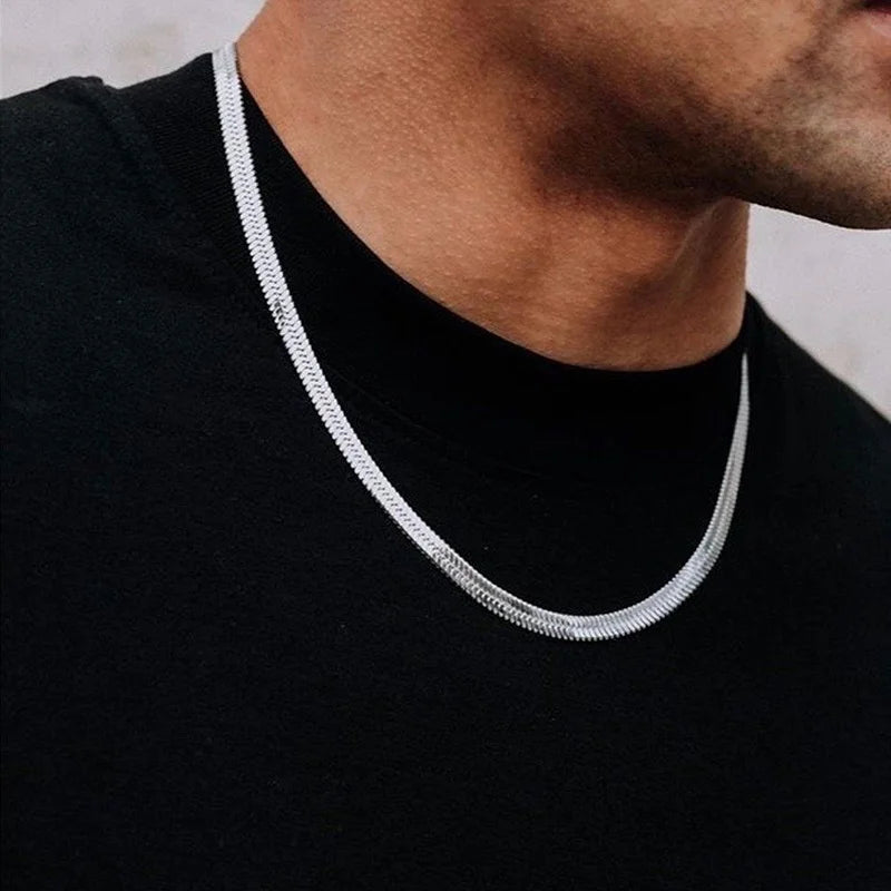 Flat Snake Ketting - Zilver