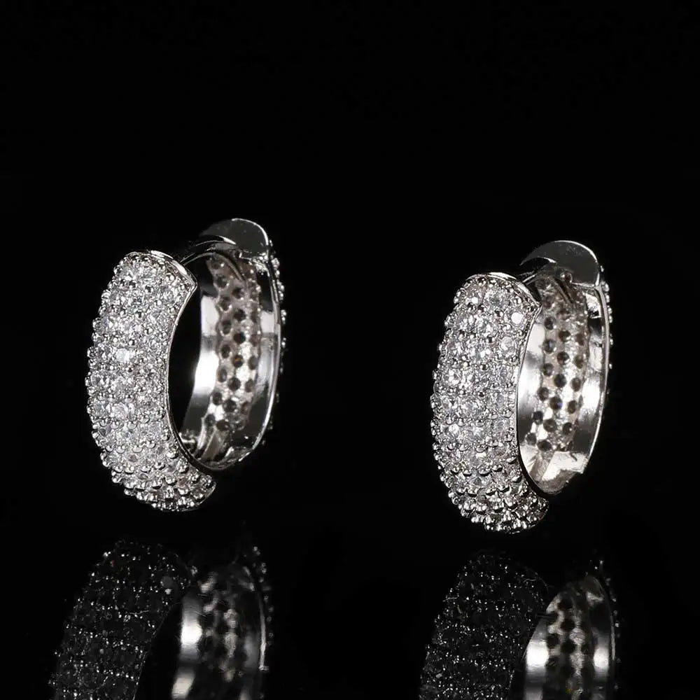 Full Iced Earring - Silver