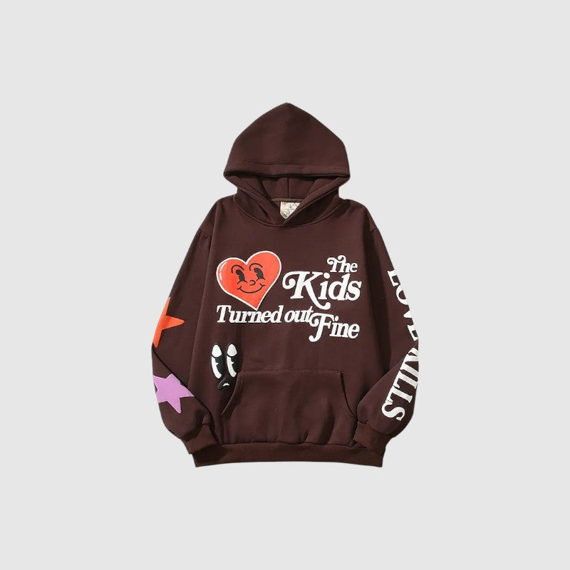 Happy Hearts Hoodie - Donker Bruin