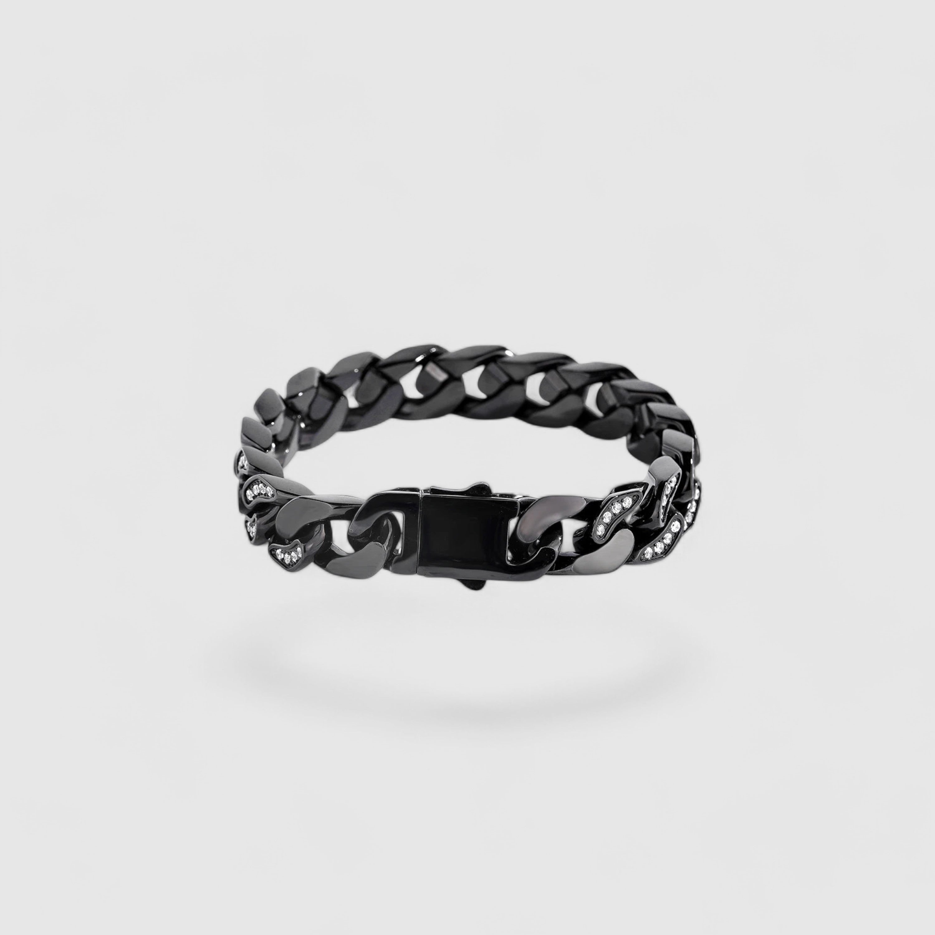 Iced Heavy Cuban Bracelet 12mm - Black