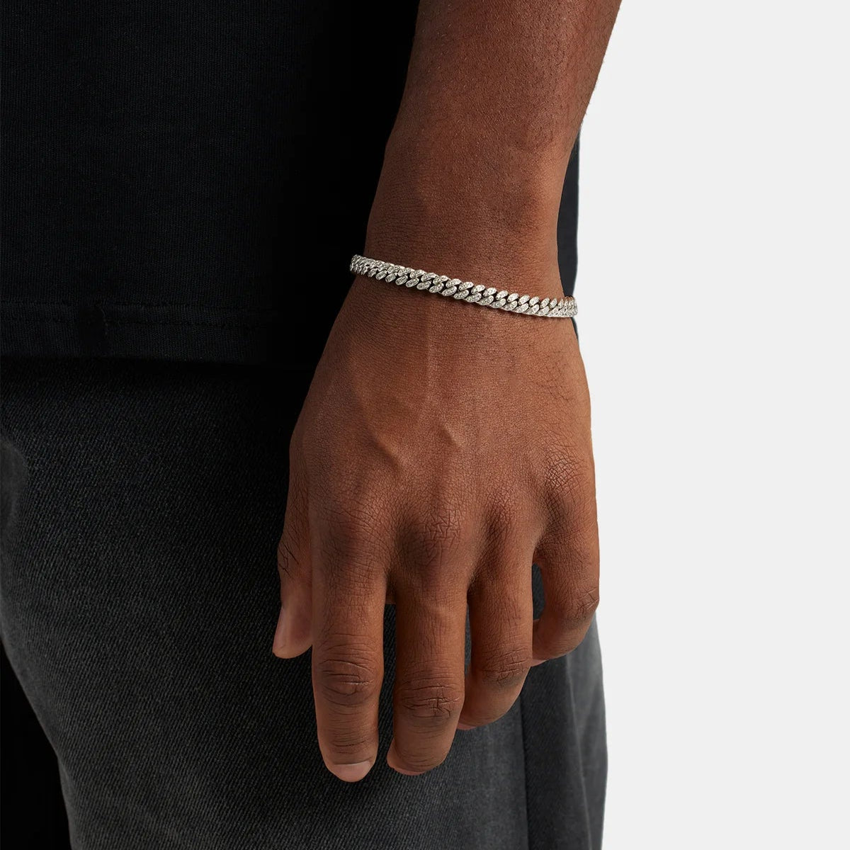 Iced Cubana Bracelet 6mm - Silver