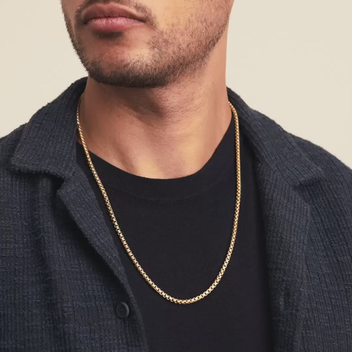 Collier Boîte Ronde - Or 3mm
