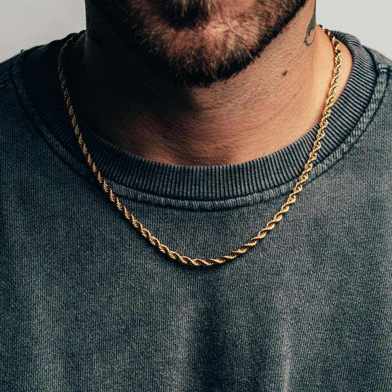 Rope Ketting 4mm - Goud