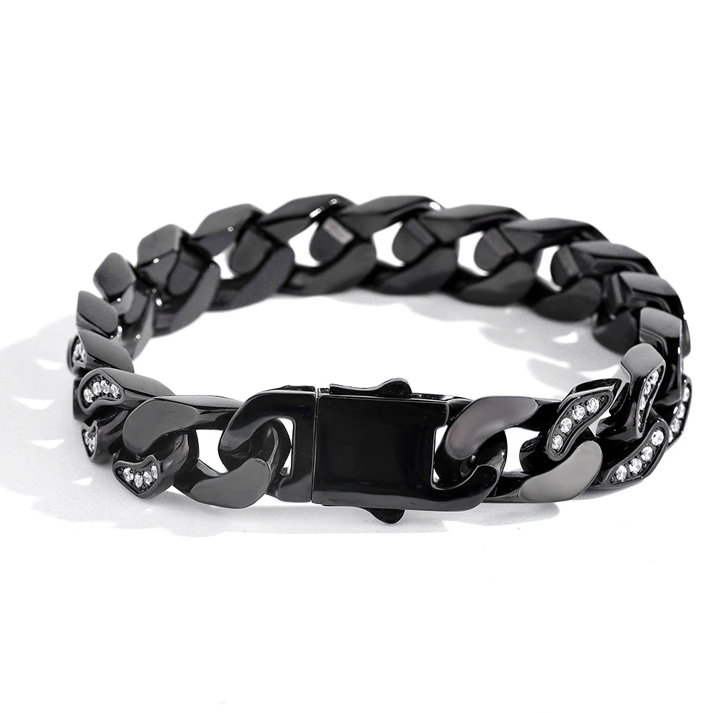 Iced Heavy Cuban Bracelet - Black - Bltprf