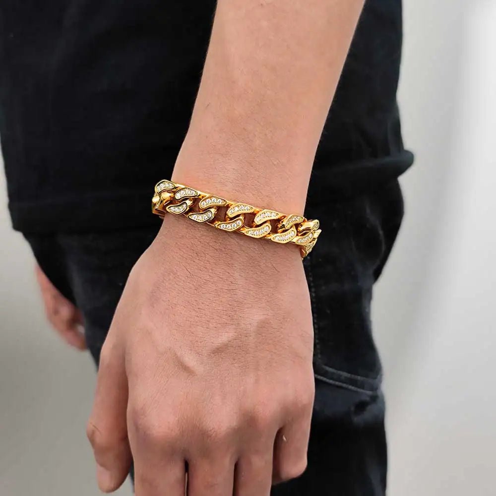 Iced Heavy Cuban Bracelet - Gold - Bltprf