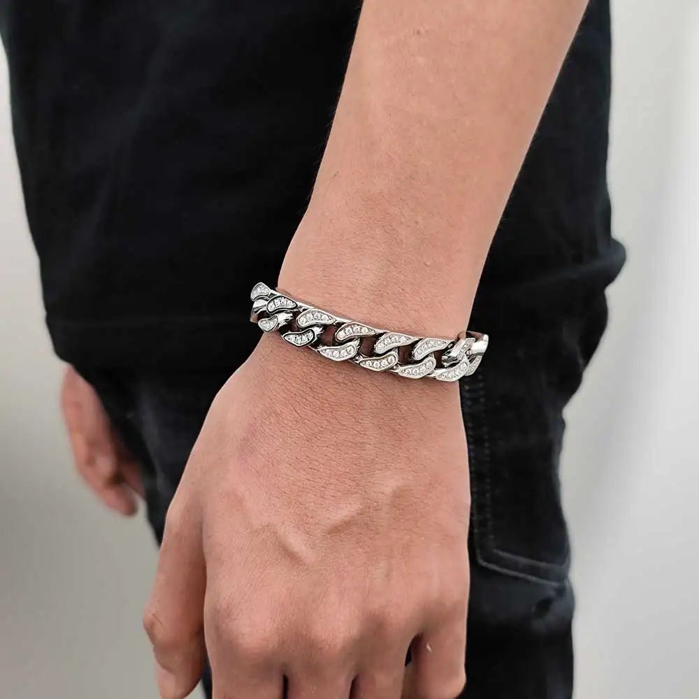 Iced Heavy Cuban Bracelet - Silver - Bltprf