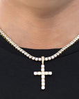 Tennis Chain + Iced Cross - 18k Gold - Bltprf