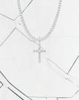 Tennis Chain + Iced Cross - Silver - Bltprf