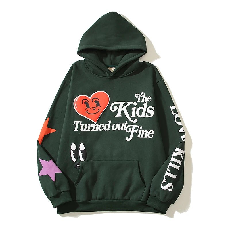 Happy Hearts Hoodie - Dark Green - Bltprf