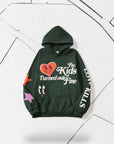 Happy Hearts Hoodie - Dark Green - Bltprf