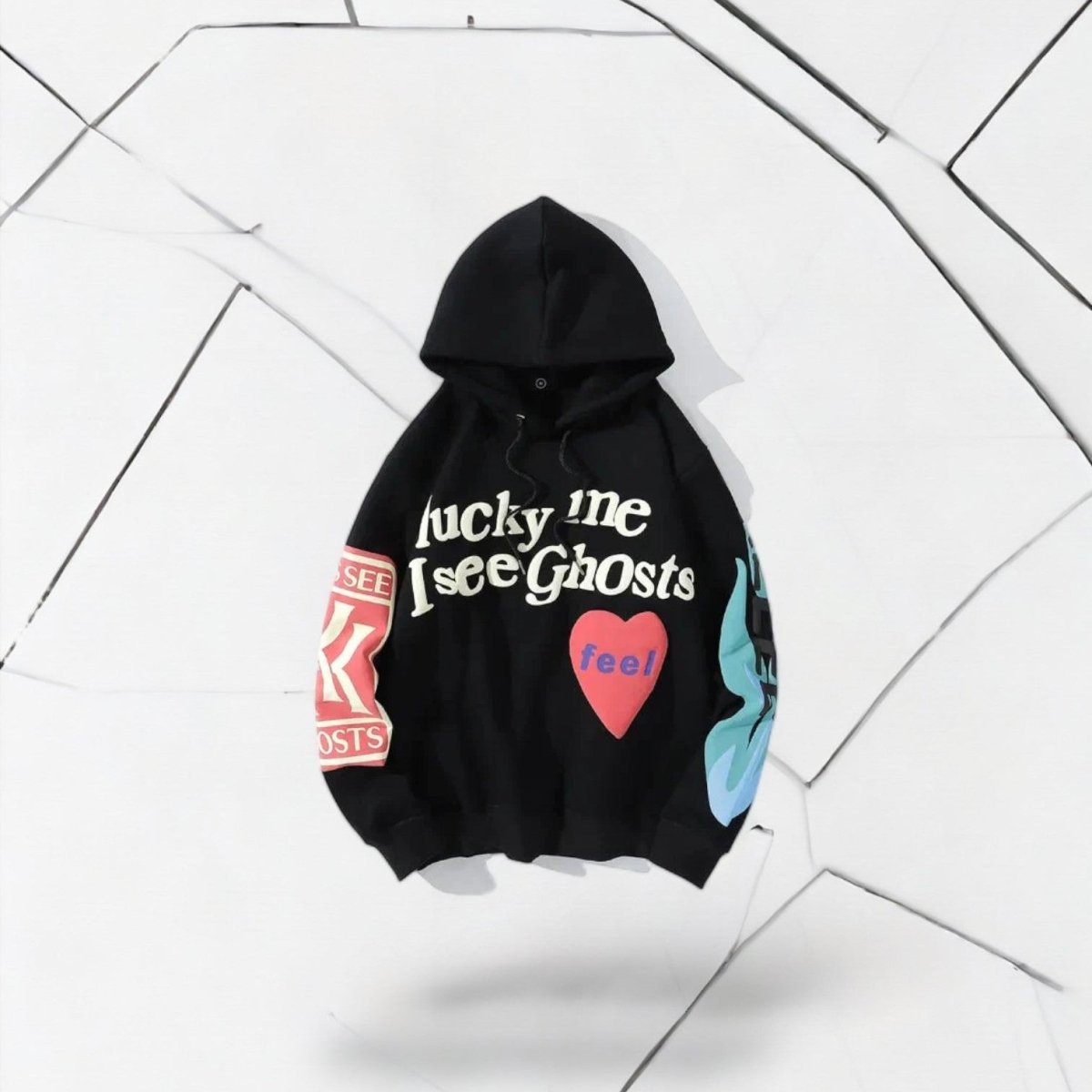 Lucky Me I See Ghosts Hoodie - Black - Bltprf