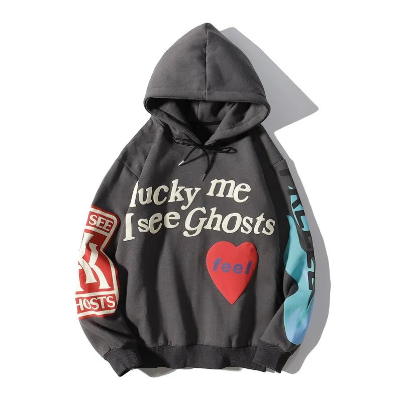 Lucky Me I See Ghosts Hoodie - Grey - Bltprf